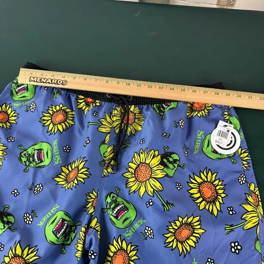 New Neff Shrek Cartoon Swim / Shorts Mens 2XL Blue Flower Field (37